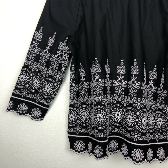 Talbots MP Off Shoulder Embroidered Eyelet Tunic - Picture 8 of 16